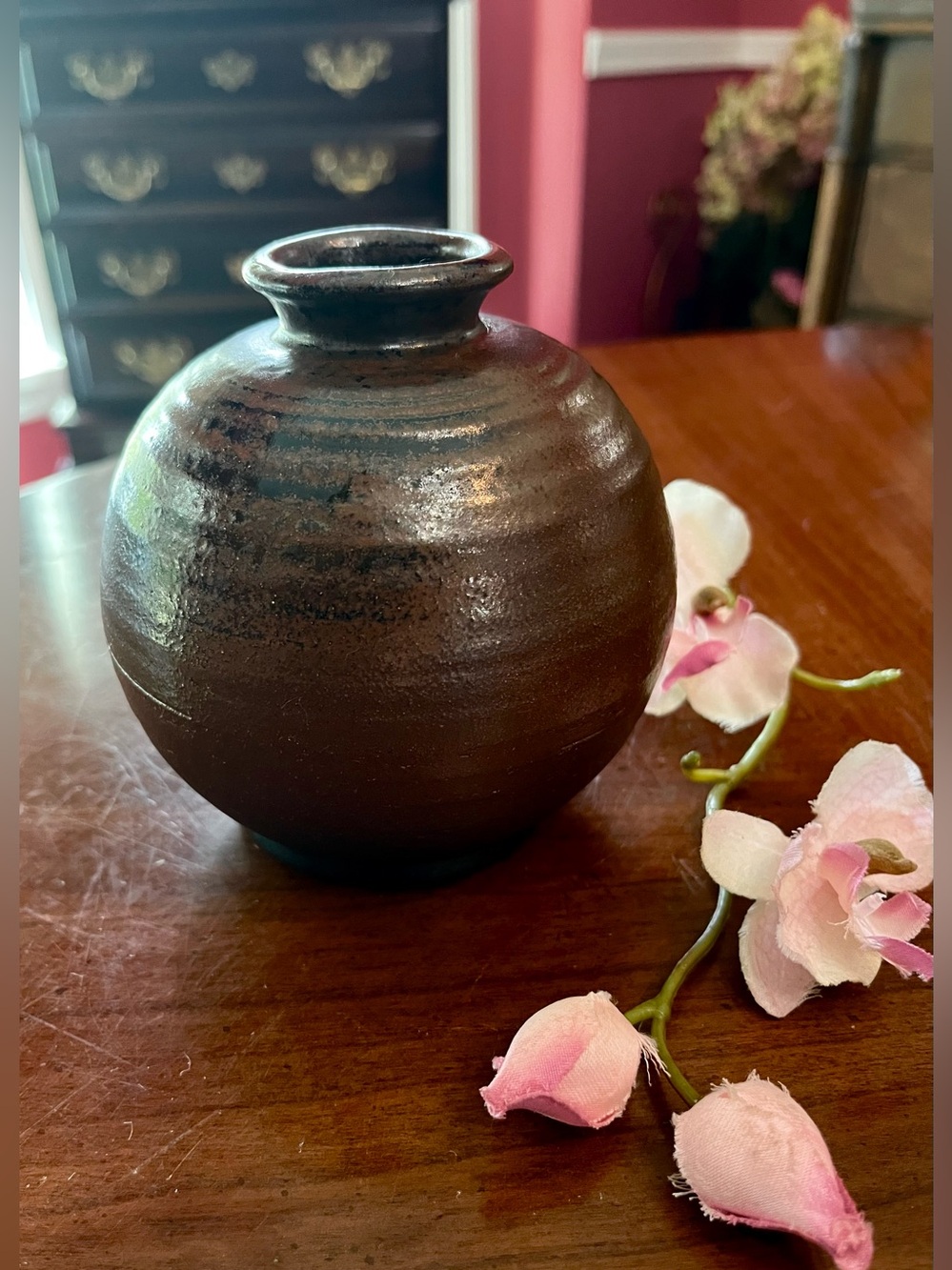 Signed Japanese Bizen Ware Ceramic Vase by Sueishi Kosen Wabi-Sabi Art Pottery